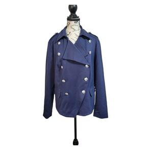 INC International Concepts Navy double-breasted mariner jacket Size Xl Women's